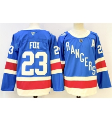 Men's New York Rangers #23 Adam Fox Blue With A Stitched Hockey Jerseyy