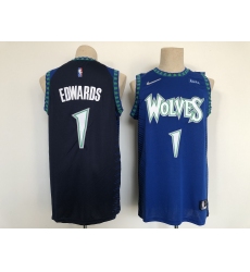 Men's Minnesota Timberwolves #1 Anthony Edwards Nike Blue City Player Jersey