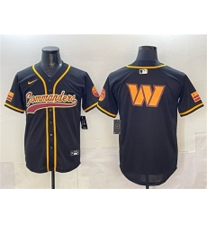 Men's Washington Commanders Team Big Logo Black Limited Stitched Baseball Jersey