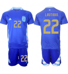 Men's Argentina #22 Lautaro Blue 2024-25 Away SoccerJersey Suit