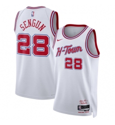 Men's Houston Rockets #28 Alperen Sengun White 2025-26 City Edition Stitched Jersey
