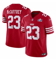 Men's San Francisco 49ers #23 Christian McCaffrey Red 2023 F U S E Vapor Untouchable Limited Stitched Football 2024 Super Bowl LVIII Jersey