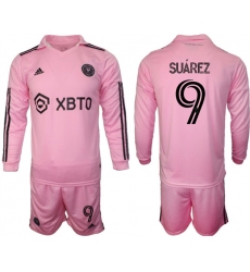 Men's Inter Miami CF #9 Luis Suárez 2023-24 Pink Home Soccer Jersey Suit