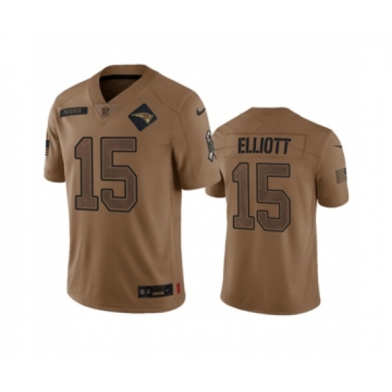 Men's Nike New England Patriots #15 Ezekiel Elliott 2023 Brown Salute To Service Limited Football Stitched Jersey Men's Nike New England Patriots #15 Ezekiel Elliott 2023 Brown Salute To Service Limited Football Stitched Jersey
