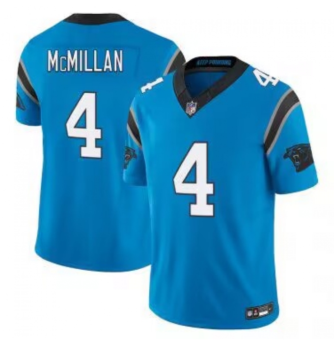 Men’s Carolina Panthers #4 Tetairoa McMillan Blue Limited Stitched Jersey