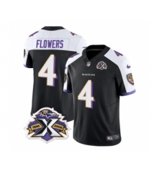 Men's Nike Baltimore Ravens #4 Zay Flowers Black White 2023 F.U.S.E Throwback Vapor Limited Stitched Jersey Men's Nike Baltimore Ravens #4 Zay Flowers Black White 2023 F.U.S.E Throwback Vapor Limited Stitched Jersey