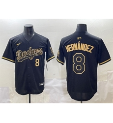 Men's Los Angeles Dodgers #8 Enrique Hernández Black Gold Limited Stitched Jersey