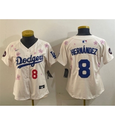 Women's Los Angeles Dodgers #8 Enrique Hernández Cream 2025 Tokyo Series Limited Stitched Baseball Jersey(Run Small)