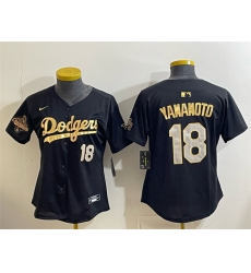 Youth Los Angeles Dodgers #18 Yoshinobu Yamamoto Black Gold 2025 World Series Champions Limited Stitched Baseball Jersey