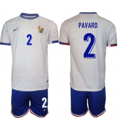 Men's France #2 Benjamin Pavard White 2024-25 Away Soccer Jersey Suit