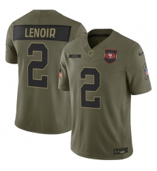 Men's San Francisco 49ers #2 Deommodore Lenoir Olive 2025 Salute to Service Limited Football Stitched Jersey