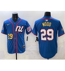 Men's National League #29 James Wood Blue 2025 All-Star Edition Limited Stitched Baseball Jersey