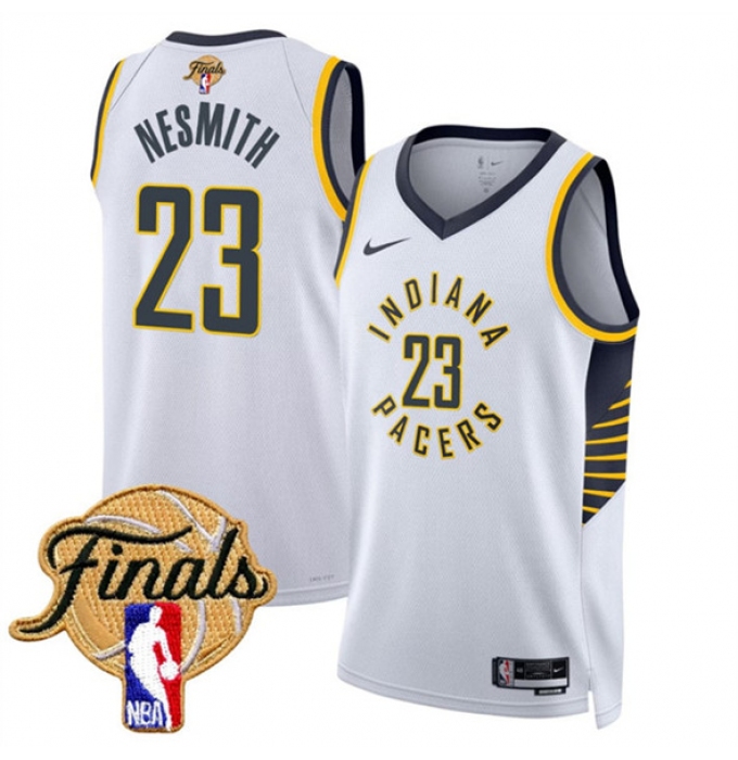 Men's Indiana Pacers #23 Aaron Nesmith White 2025 Finals Association Edition Stitched Basketball Jersey