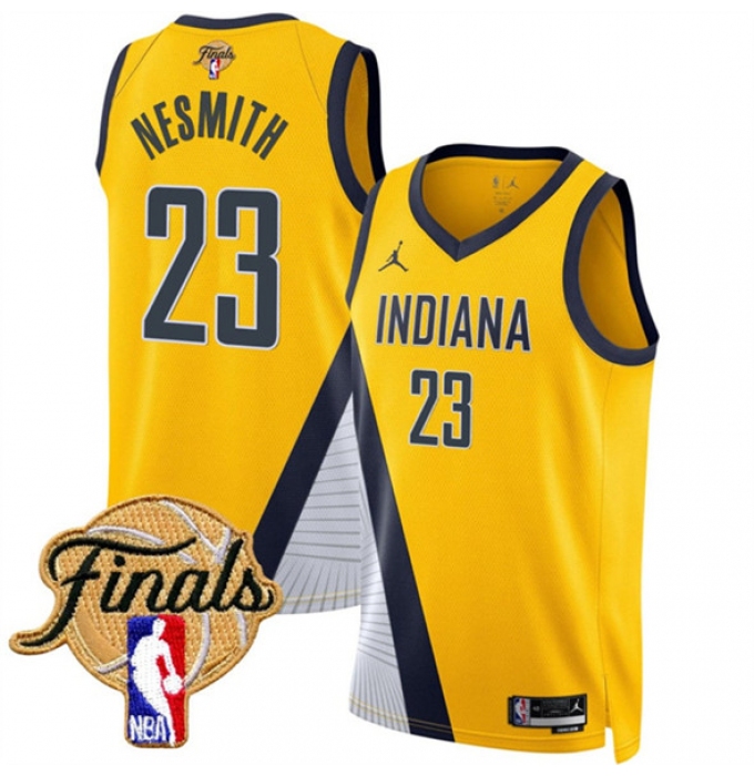 Men's Indiana Pacers #23 Aaron Nesmith Yellow 2025 Finals Statement Edition Stitched Basketball Jersey