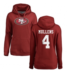 NFL Women's Nike San Francisco 49ers #4 Nick Mullens Red Name & Number Logo Pullover Hoodie