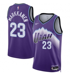 Men's Utah Jazz #23 Lauri Markkanen Purple 2025 Icon Edition Stitched Basketball Jersey
