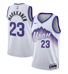 Men's Utah Jazz #23 Lauri Markkanen White 2025 Association Edition Stitched Basketball Jersey