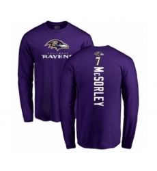 Football Baltimore Ravens #7 Trace McSorley Purple Backer Long Sleeve T-Shirt