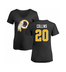 Football Women's Washington Redskins #20 Landon Collins Black Name & Number Logo T-Shirt