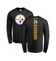 Football Pittsburgh Steelers #26 Rod Woodson Black Backer Long Sleeve T-Shirt