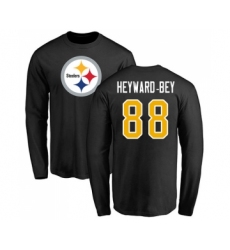 Football Pittsburgh Steelers #88 Darrius Heyward-Bey Black Name & Number Logo Long Sleeve T-Shirt