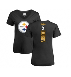 Football Women's Pittsburgh Steelers #5 Joshua Dobbs Black Backer Slim Fit T-Shirt