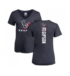 Football Women's Houston Texans #39 Tashaun Gipson Navy Blue Backer T-Shirt