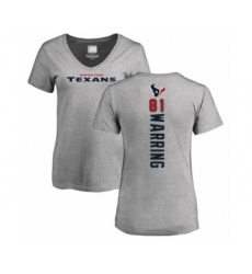 Football Women's Houston Texans #81 Kahale Warring Ash Backer T-Shirt