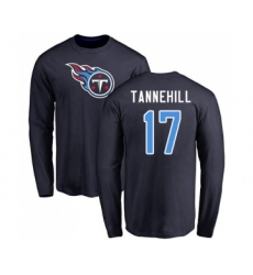Football Tennessee Titans #17 Ryan Tannehill Navy Blue Name & Number Logo Long Sleeve T-Shirt