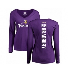 Football Women's Minnesota Vikings #56 Garrett Bradbury Purple Backer Slim Fit Long Sleeve T-Shirt