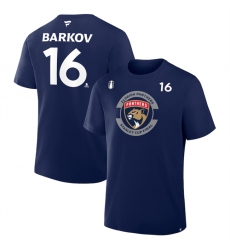Men's Florida Panthers #16 Aleksander Barkov Navy 2025 Stanley Cup Final Pro Name & Number T-Shirt
