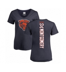 Football Women's Chicago Bears #32 David Montgomery Navy Blue Backer T-Shirt