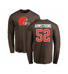 Football Cleveland Browns #52 Ray-Ray Armstrong Brown Name & Number Logo Long Sleeve T-Shirt