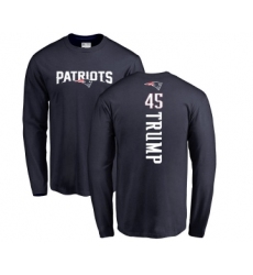 Football New England Patriots #45 Donald Trump Navy Blue Backer Long Sleeve T-Shirt
