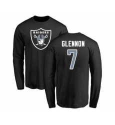 Football Oakland Raiders #7 Mike Glennon Black Name & Number Logo Long Sleeve T-Shirt