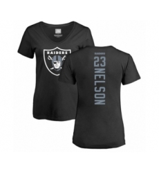 Football Women's Oakland Raiders #23 Nick Nelson Black Backer T-Shirt