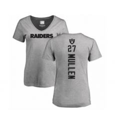 Football Women's Oakland Raiders #27 Trayvon Mullen Ash Backer T-Shirt