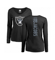 Football Women's Oakland Raiders #28 Josh Jacobs Black Backer Long Sleeve T-Shirt