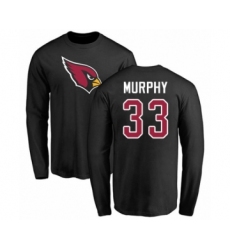 Football Arizona Cardinals #33 Byron Murphy Black Name & Number Logo Long Sleeve T-Shirt