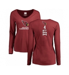 Football Women's Arizona Cardinals #4 Andy Lee Maroon Backer Long Sleeve T-Shirt