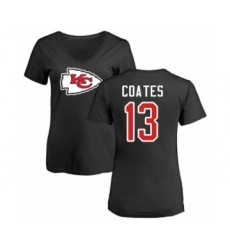 Football Women's Kansas City Chiefs #13 Sammie Coates Black Name & Number Logo Slim Fit T-Shirt