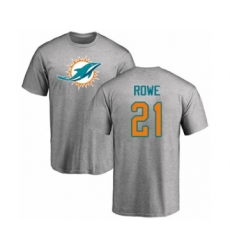 Football Miami Dolphins #21 Eric Rowe Ash Name & Number Logo T-Shirt