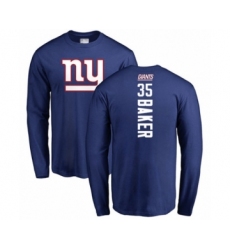Football New York Giants #35 Deandre Baker Royal Blue Backer Long Sleeve T-Shirt