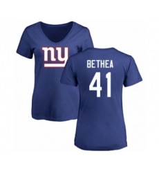 Football Women's New York Giants #41 Antoine Bethea Royal Blue Name & Number Logo T-Shirt