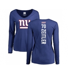 Football Women's New York Giants #70 Kevin Zeitler Royal Blue Backer Long Sleeve T-Shirt