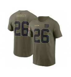 Men's New York Giants Saquon Barkley Football Camo 2021 Salute To Service Name & Number T-Shirt