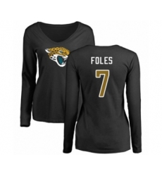 Football Women's Jacksonville Jaguars #7 Nick Foles Black Name & Number Logo Slim Fit Long Sleeve T-Shirt