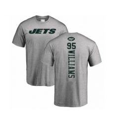 Football New York Jets #95 Quinnen Williams Ash Backer T-Shirt
