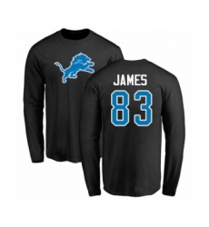 Football Detroit Lions #83 Jesse James Black Name & Number Logo Long Sleeve T-Shirt