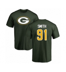 Football Green Bay Packers #91 Preston Smith Green Name & Number Logo T-Shirt